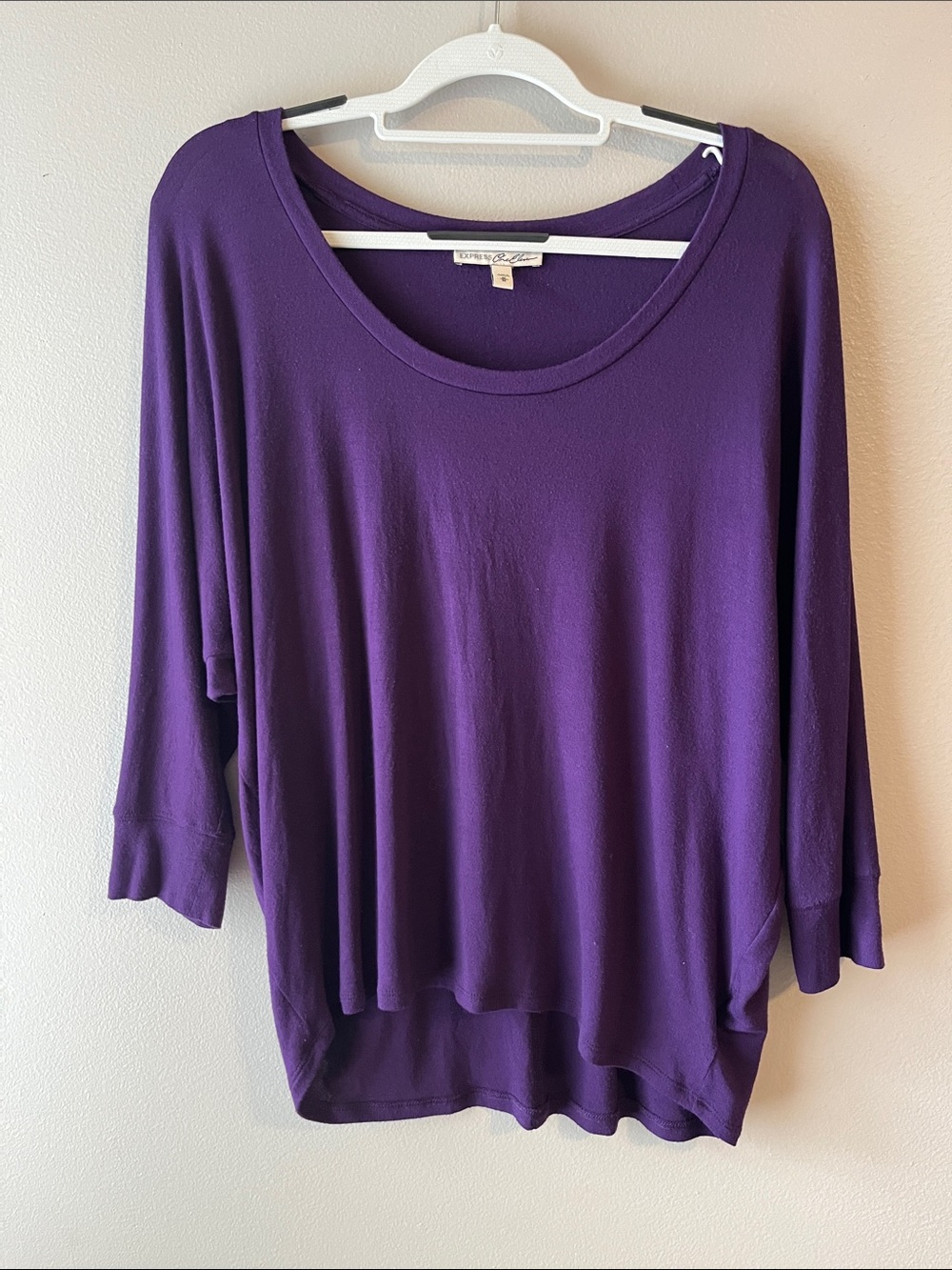 Express Purple Long-Sleeve Scoop Neck Top